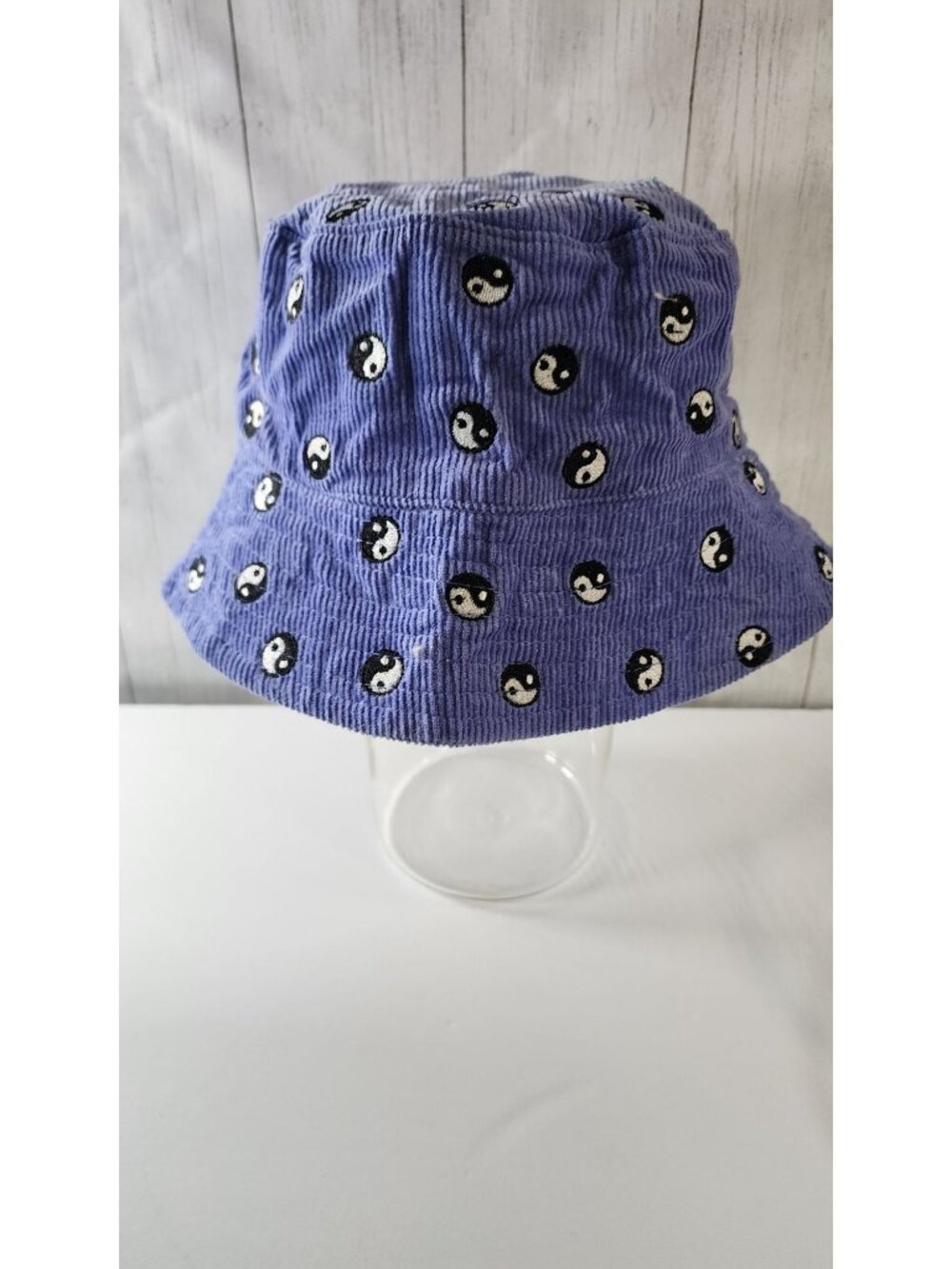 YIN YANG PERIWINKLE PURPLE CORDUROY HAT HIPPIE BOHO BUCKET HAT BALANCE HARMONY